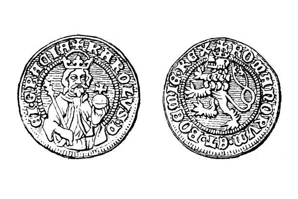 Illustration of a Gold coin, ducats, from Charles IV