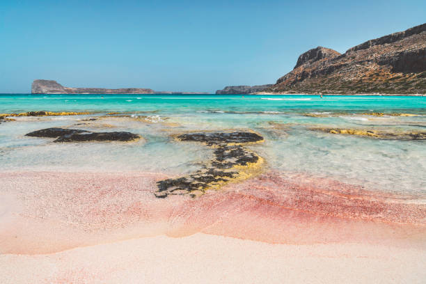 istock Colorful vibrant Balos beach with pink sand 1280511911