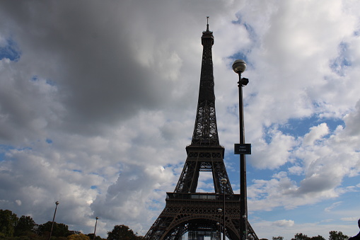 Eiffel tower in clouds