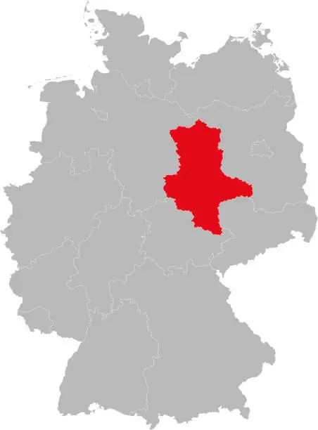 Vector illustration of Saxony-Anhalt state isolated on Germany map. Business concepts and backgrounds.