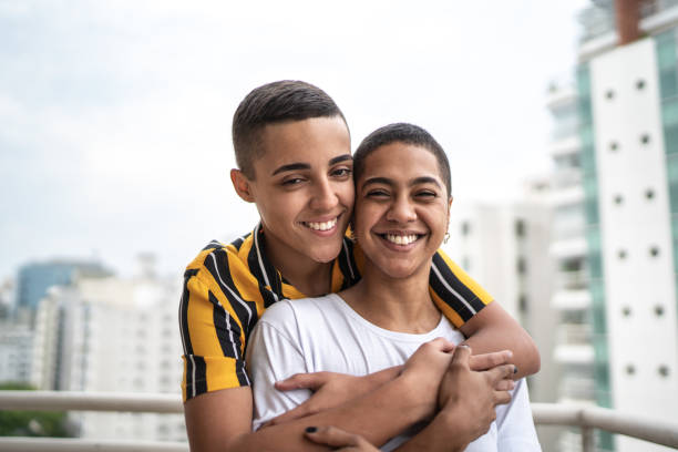 Portrait of a happy homosexual couple Portrait of a happy homosexual couple non binary gender photos stock pictures, royalty-free photos & images