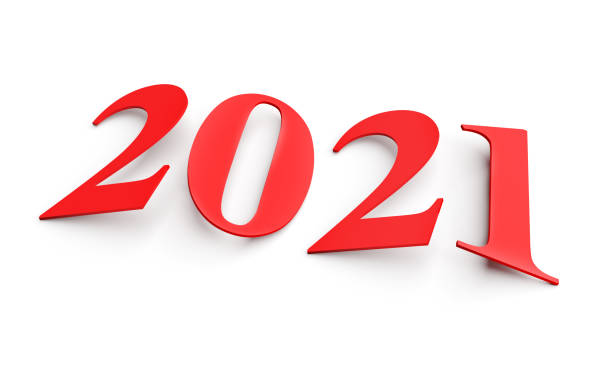 istock New year concept. Red slanted numbers 2021 1280521785