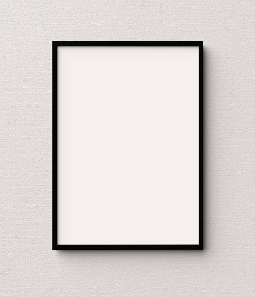 Picture frame on a wall black frame. Blank Mockup stock photo