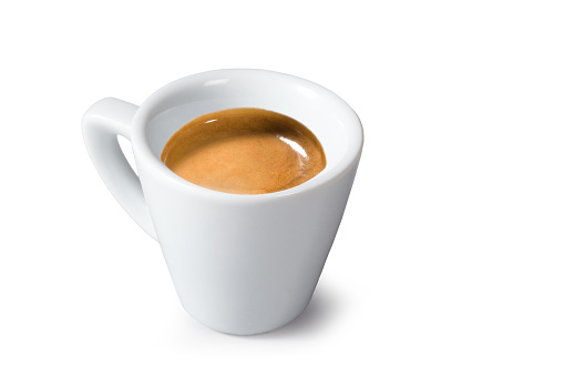 Espresso “Lungo” Isolated on White Background — Italian Coffee