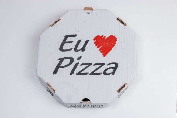 pizza box with the words 