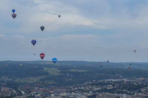 Hot air balloons flying over Bristol