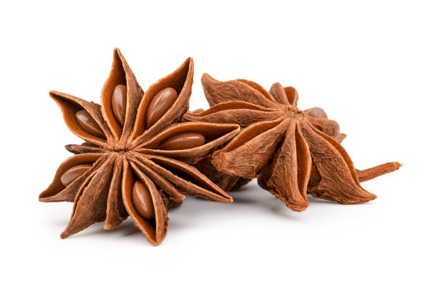Star anise spice isolated on white background