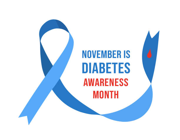 November Diabetes Awareness Month. Vector illustration November Diabetes Awareness Month. Vector illustration with ribbon and drop of blood diabetes stock illustrations