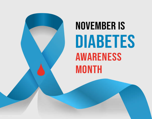 November Diabetes Awareness Month. Vector illustration November Diabetes Awareness Month. Vector illustration with ribbon and drop of blood national landmark stock illustrations