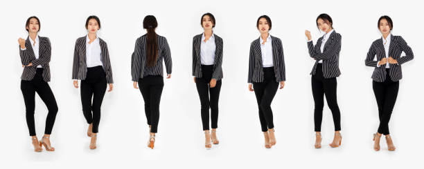 istock Different pose of same Asian woman full body portrait set 1280543609