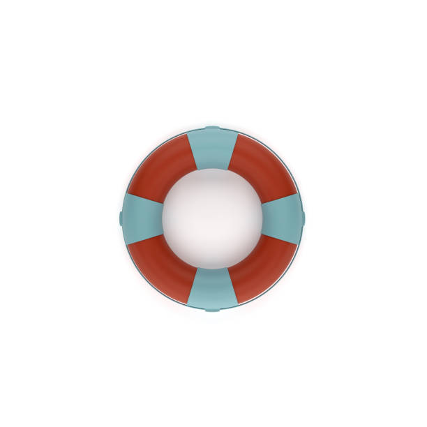 istock Red and blue Lifebelt isolated on white background 1280545625