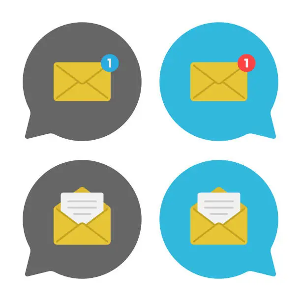 Vector illustration of Email Notification Speech Bubble Icon Set Vector Design.