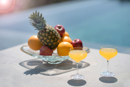 Summer fresh cocktails on tropical vacation