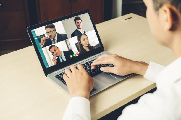istock Video call business people meeting on virtual workplace or remote office 1280552543