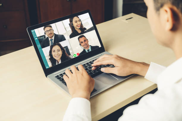 istock Video call business people meeting on virtual workplace or remote office 1280552780