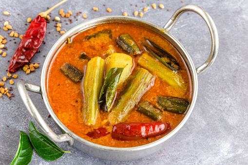 Popular South Indian Lentil Dish, Vertical Photo, Directly Above, Close-up Horizontal Photo