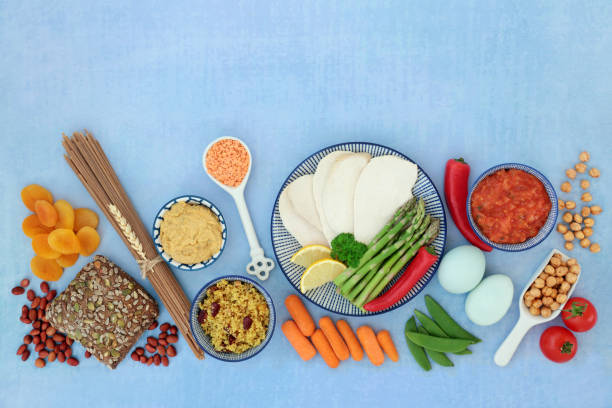 aliments santé à faible teneur en glycémique sain pour les diabétiques - carbohydrate diabetes pasta food photos et images de collection