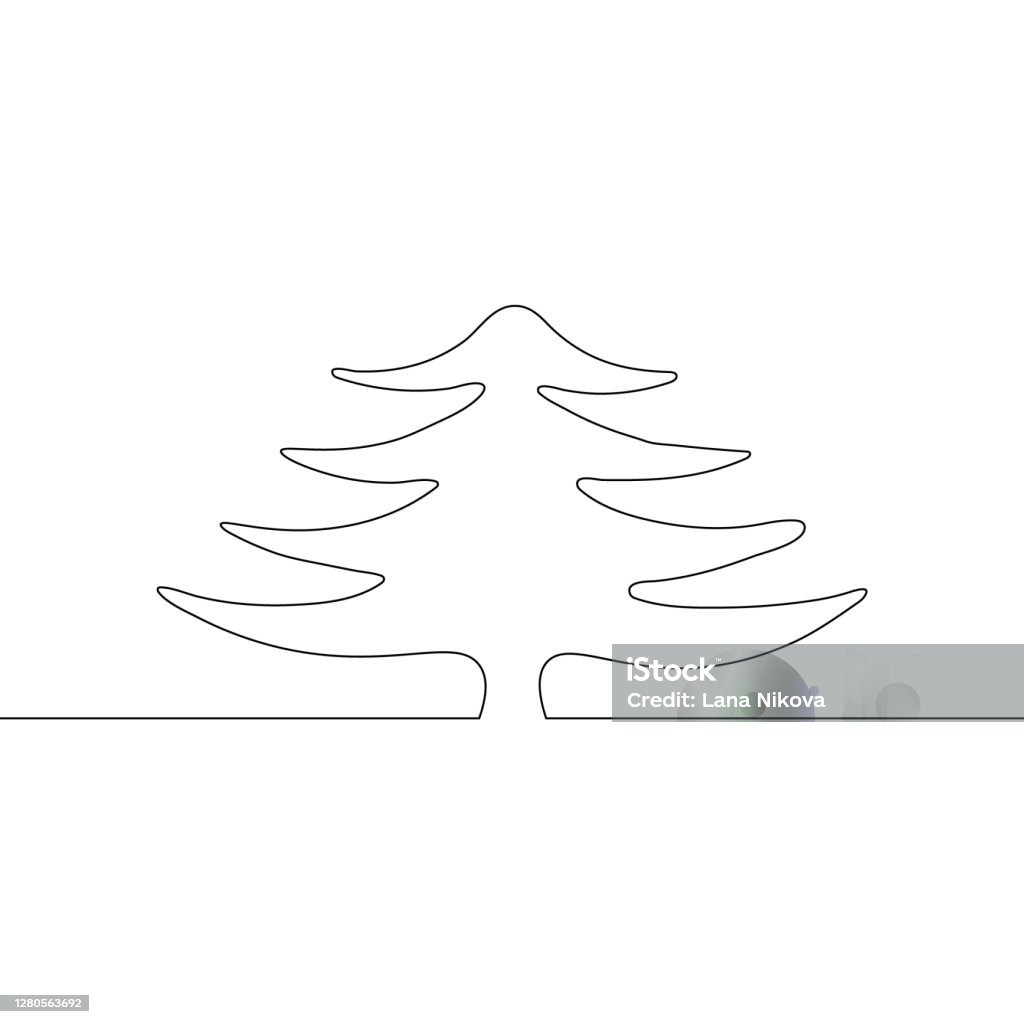 Christmas Tree One Line Drawing Continuous Line Handdrawn Minimalist ...