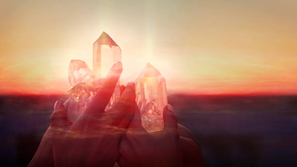 istock Sisters meditating with healing crystals. Rooftop view 1280567165