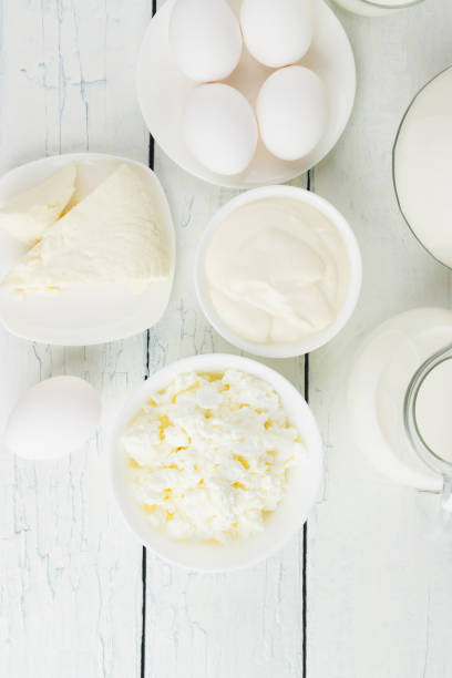 istock Different dairy products on the white wooden background 1280568338