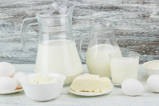 istock Different dairy products on the wooden background 1280569023