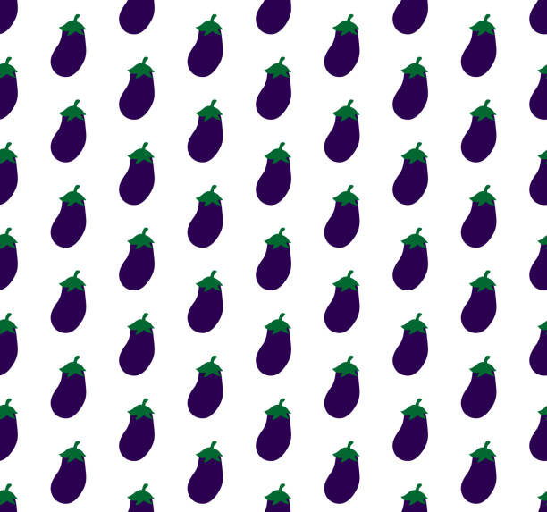 シームレスなパターンナス野菜の背景 - eggplant food purple backgrounds点のイラスト素材／クリップアート素材／マンガ素材／アイコン素材