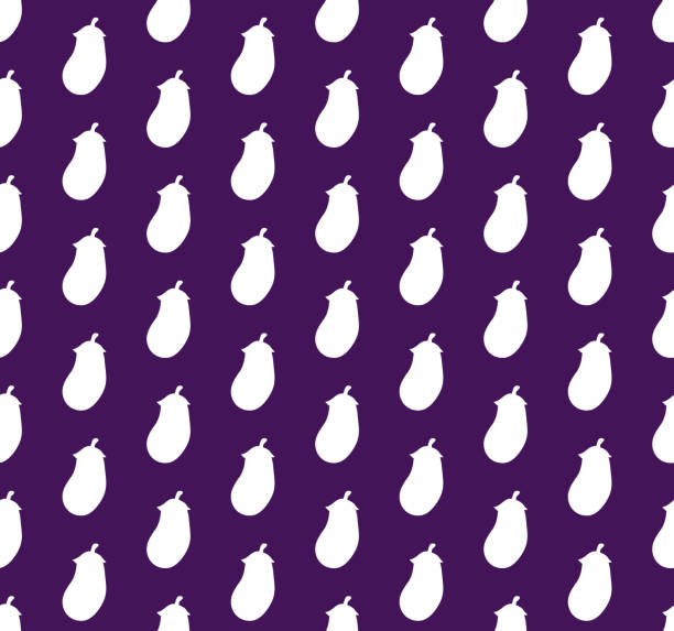 シームレスなパターンナス野菜の背景 - eggplant food purple backgrounds点のイラスト素材／クリップアート素材／マンガ素材／アイコン素材