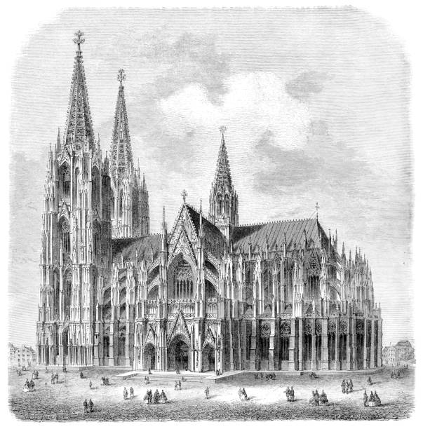 ilustrações de stock, clip art, desenhos animados e ícones de cologne cathedral 1865 germany - cathedral architecture old church