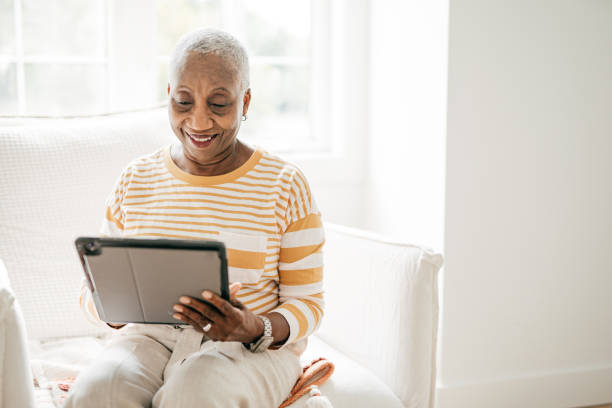 istock Senior women ordering medicine online 1280573399