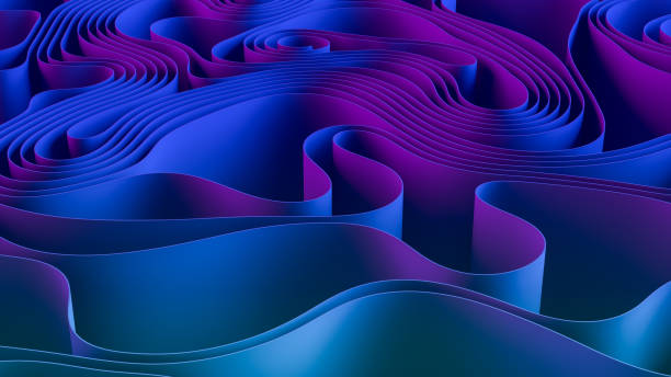 istock 3D Abstract Wavy Spiral Background, Neon Lighting 1280578224
