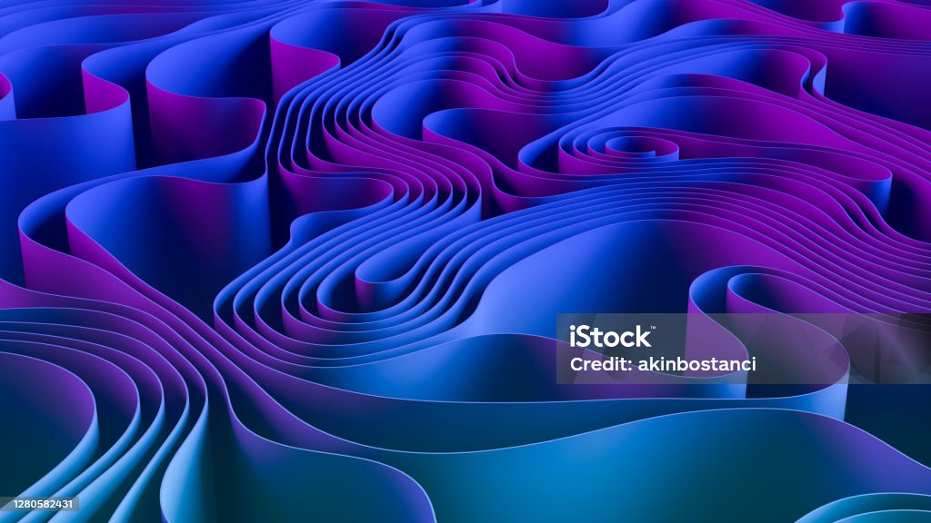 3D Abstract Wavy Spiral Background, Neon Lighting 3d rendering of abstract wavy spiral background. Neon Lighting. Abstract Stock Photo