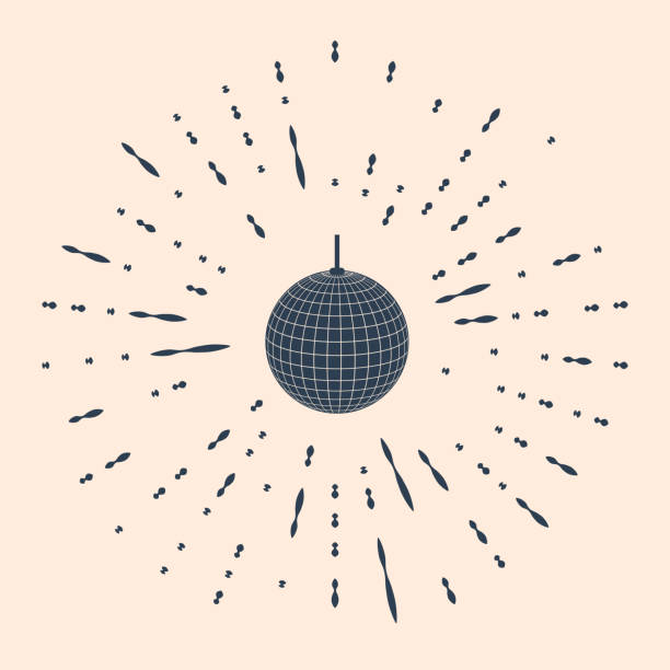 ikona czarnej kuli disco odizolowana na beżowym tle. abstrakcja cir - disco mirror ball illustrations stock illustrations