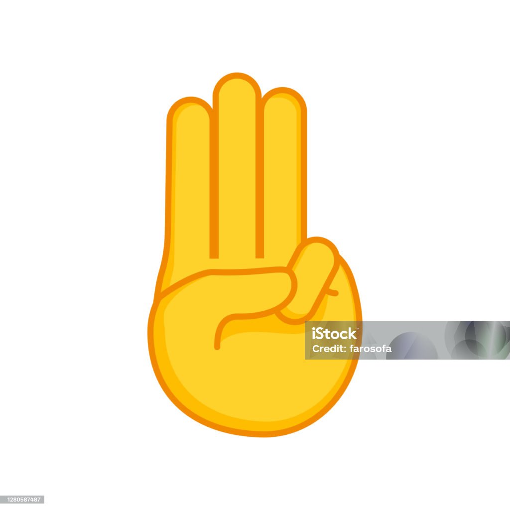 Hình Minh Họa Vector Biểu Tượng Emoji 3 Ngón Tay Biểu Tượng Phản ...