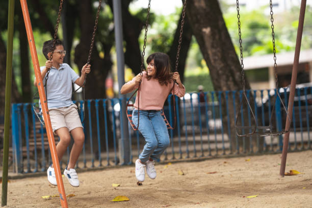 Children, Public park, Playing, Swing, Vacation