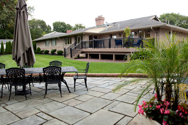istock Patio and deck of modern style ranch house 1280595203