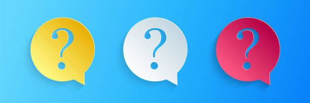 istock Paper cut Question mark in circle icon isolated on blue background. Hazard warning symbol. FAQ sign. Copy files, chat speech bubble and chart web icons. Paper art style. Vector 1280602295