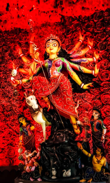 Durga Puja .... Indian goddess Durga Puja celebrates the victory of the goddess Durga over the demon king Mahishasura. It begins on the same day as Navratri, a nine-night festival celebrating the divine feminine.This is the first thing you must do during the puja. It is the way to feel the “pujo” where you get to see the pandals built with various themes and the huge idols of Goddess Durga. Every year the pandals compete with each other to be the best pandal among all others in the city. ramayana stock pictures, royalty-free photos & images