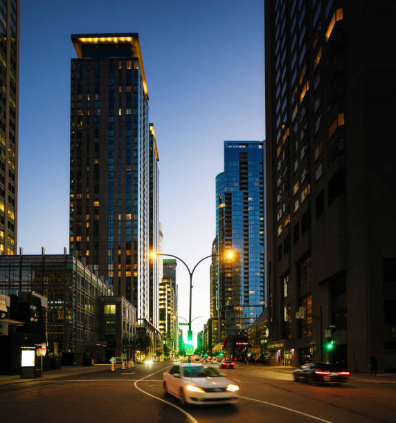 istock Downtown Montreal Rene Levesque boulevard at dusk 1280611616