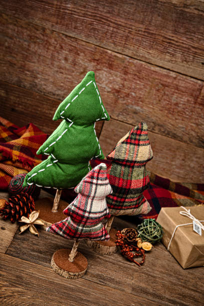 istock Christmas tree decorations on a retro wood background 1280613173