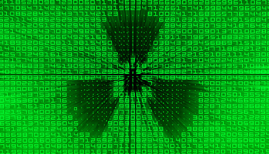 Radioactivity Symbol on Binary Background