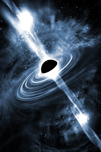 Universe realistic black hole space background 3D Illustration