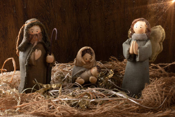 istock Traditional Christmas decoration. Nativity scene with Christ's birth. Rustic. 1280627132