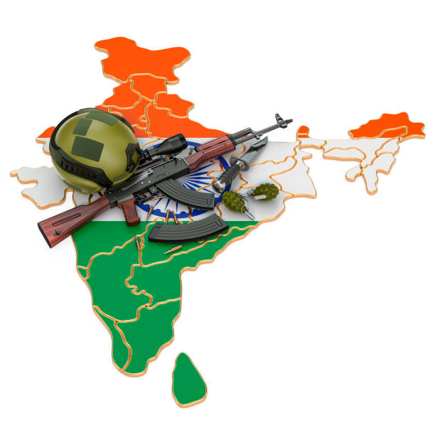 istock Military force, army or war conflict in India concept. 3D rendering isolated on white background 1280629749