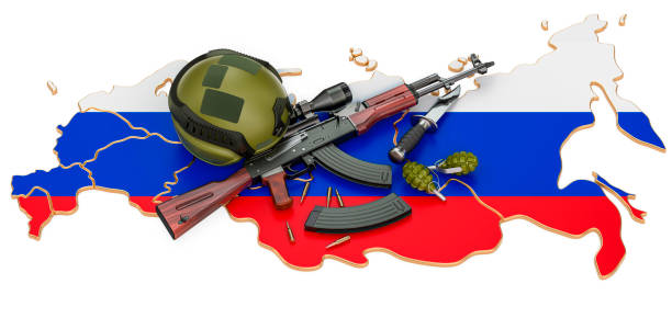 istock Military force, army or war conflict in Russia concept. 3D rendering isolated on white background 1280629796