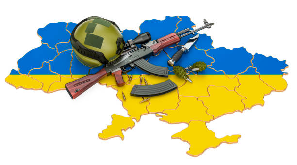 istock Military force, army or war conflict in Ukraine concept. 3D rendering isolated on white background 1280629884