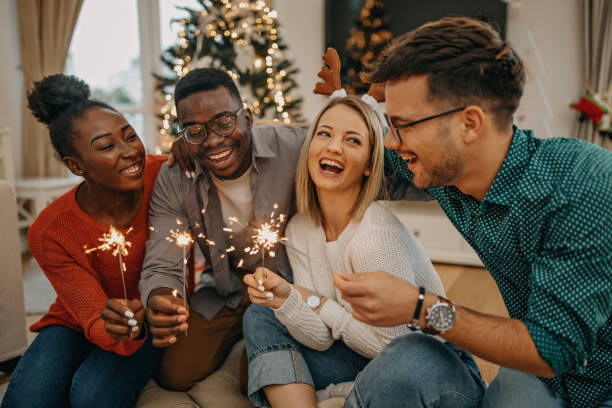 istock Young millenials celebrate New Year 1280638647