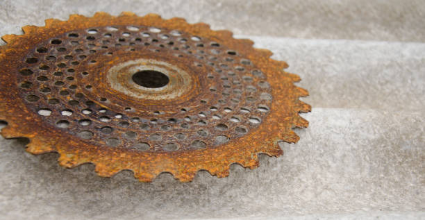 istock an old rusty saw blade is lying in the village 1280640622