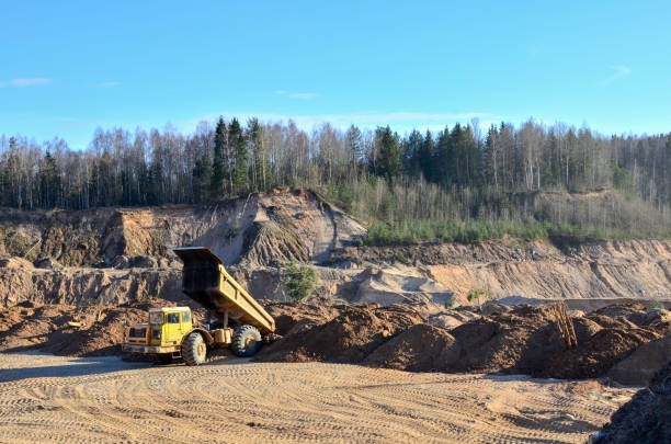 istock Mining truck transports sand and other minerals in the open pit mining 1280644588