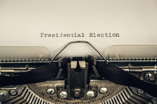 istock typing words Presidential election on a vintage typewriter close-up 1280644622