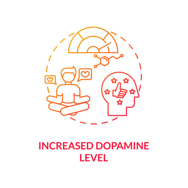 ilustrações de stock, clip art, desenhos animados e ícones de increased dopamine level concept icon - synapse human nervous system brain cell